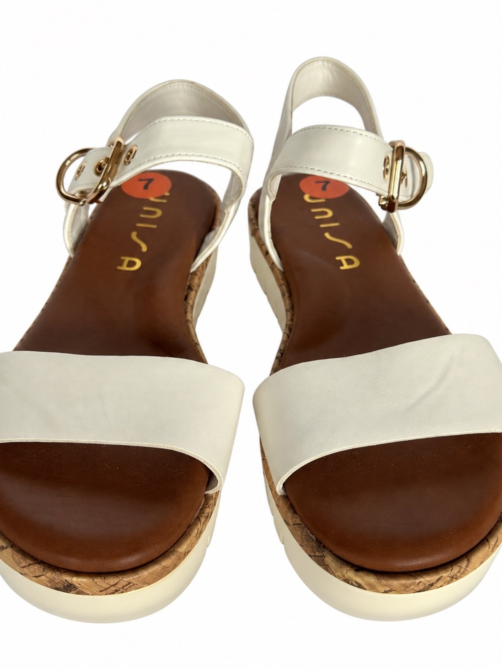 Unisa Cream Platform Sandals with Gold Buckles . New never worn size 7
